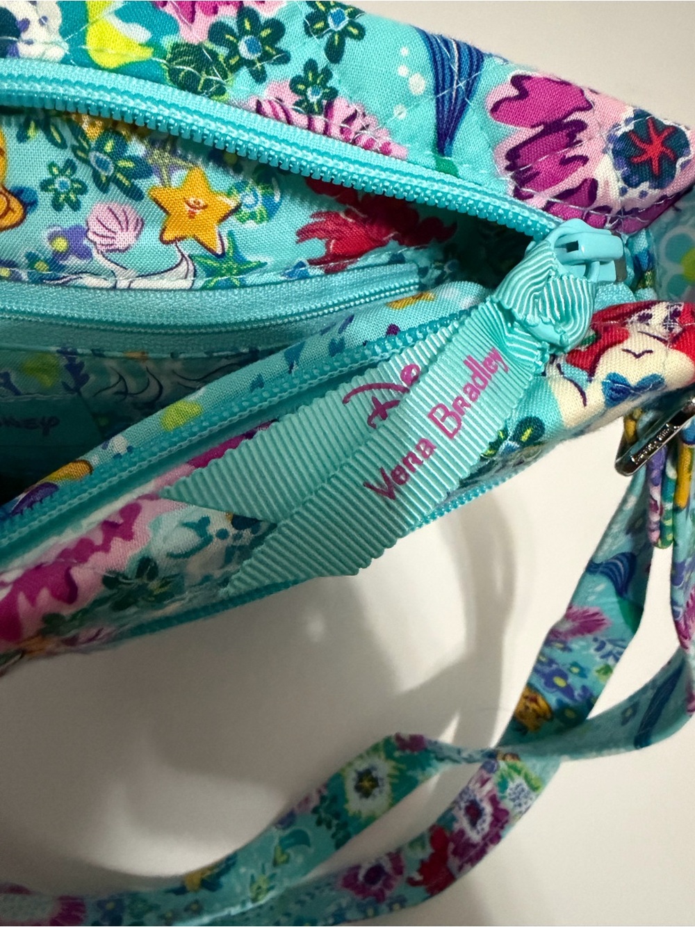Vera Bradley Disney Parks Ariel Little Mermaid Triple Zip Hipster Crossbody Bag - Picture 11 of 13